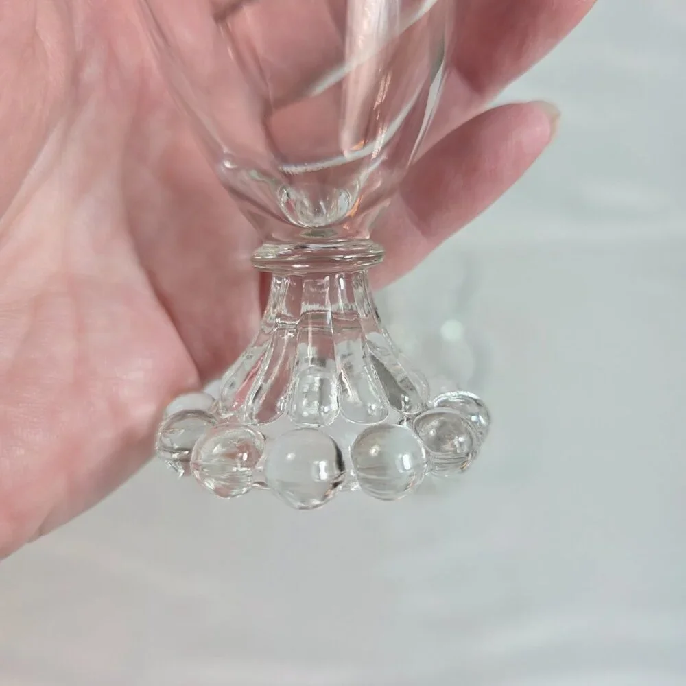 FOUR Anchor Hocking Berwick Boopie Clear Juice/Wine Glasses Ball Design on Base